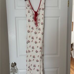 Floral Maxi Dress with Red Accents
